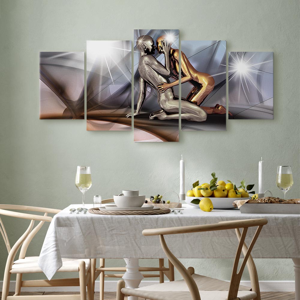 Gold Couple Silhouette Canvas Print