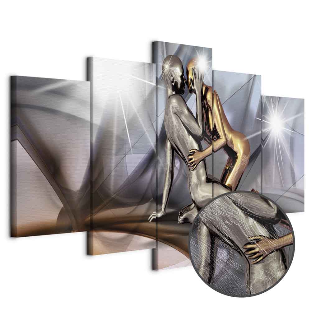 Gold Couple Silhouette Canvas Print