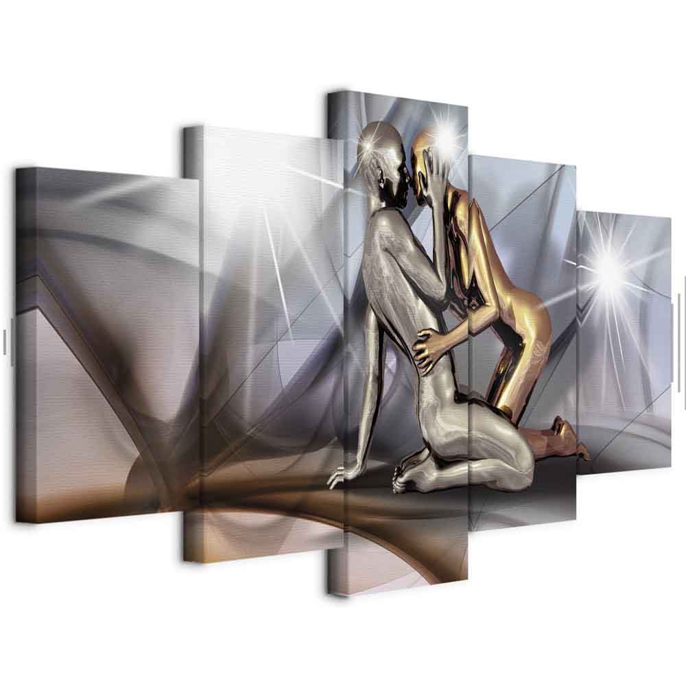 Gold Couple Silhouette Canvas Print