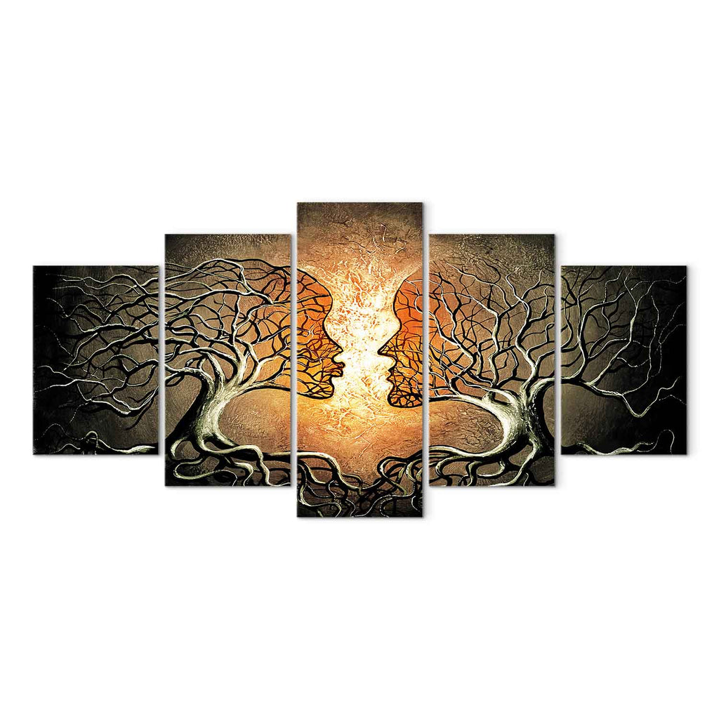 Abstract Romantic Trees Multicolor Canvas Print