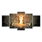 Abstract Romantic Trees Multicolor Canvas Print