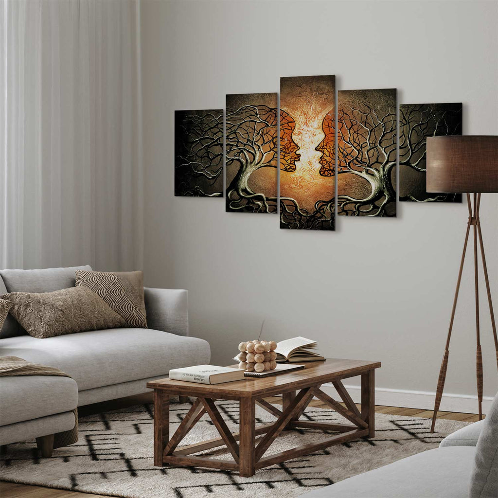 Abstract Romantic Trees Multicolor Canvas Print