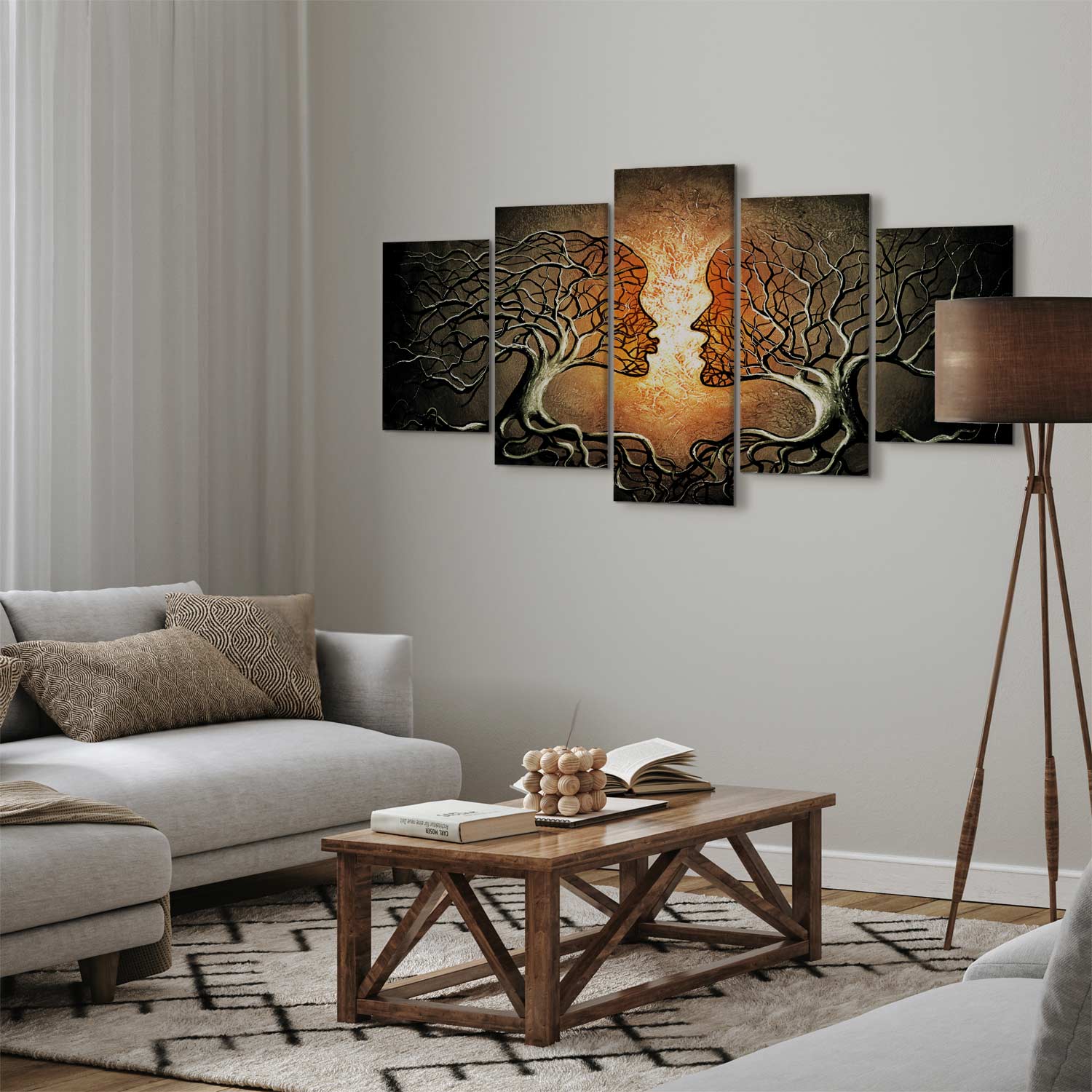 Abstract Romantic Trees Multicolor Canvas Print