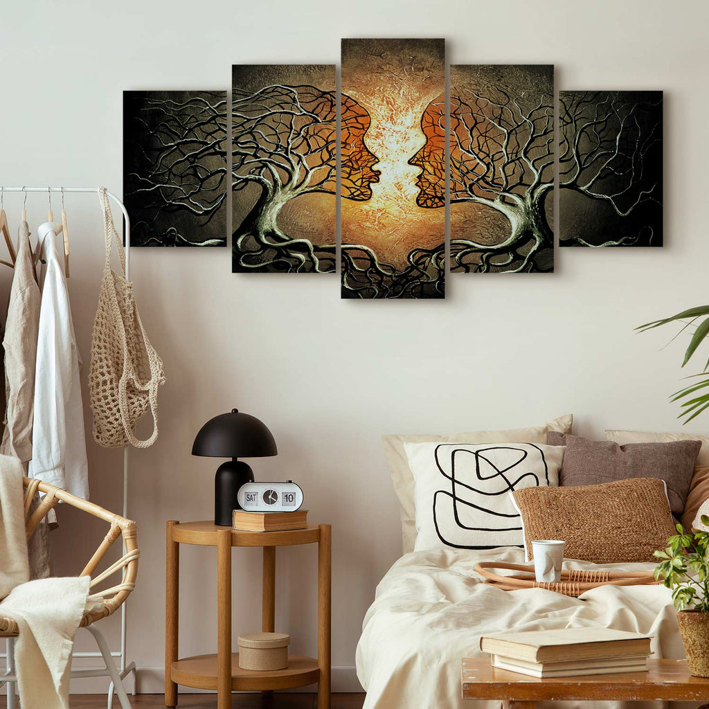 Abstract Romantic Trees Multicolor Canvas Print