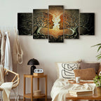 Abstract Romantic Trees Multicolor Canvas Print