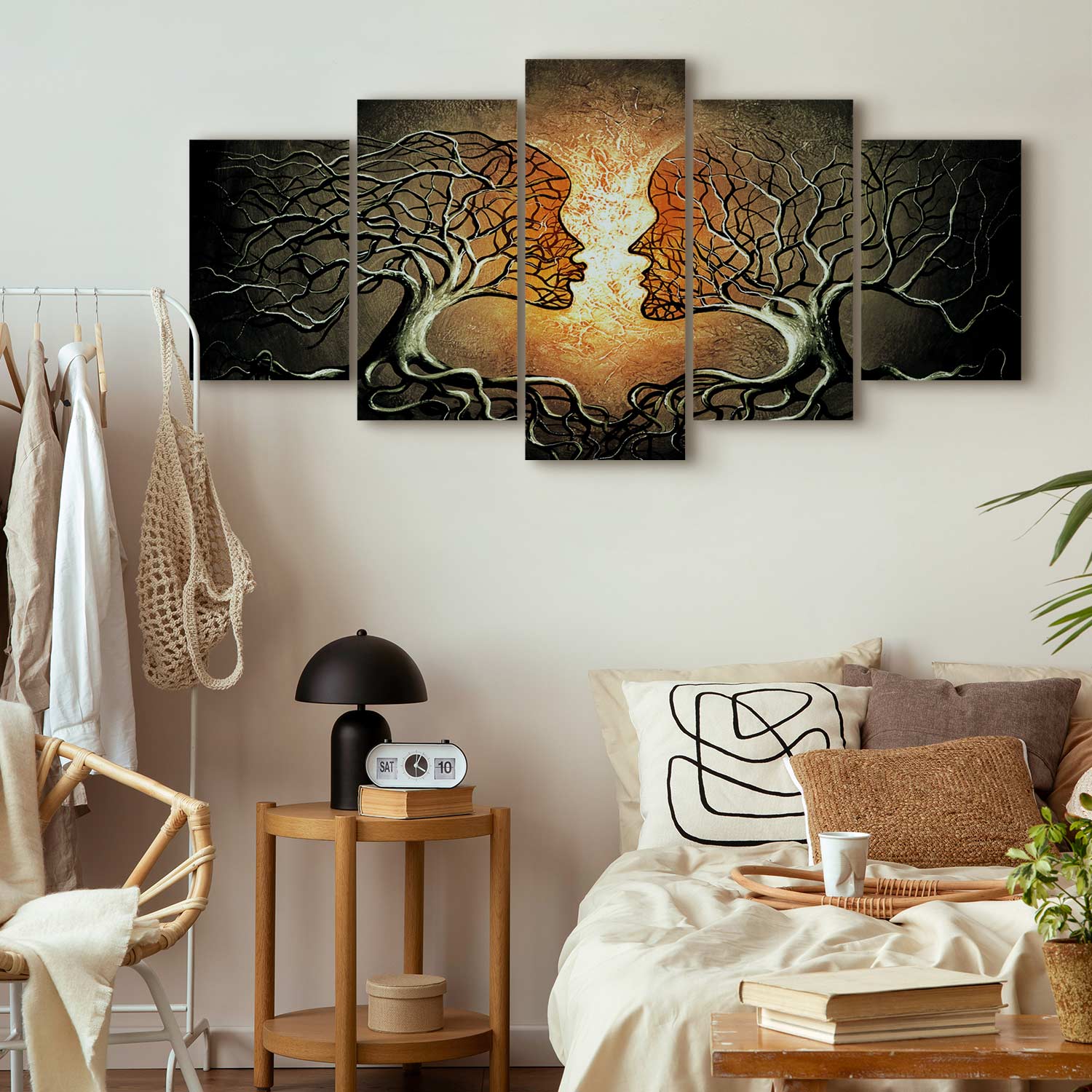 Abstract Romantic Trees Multicolor Canvas Print