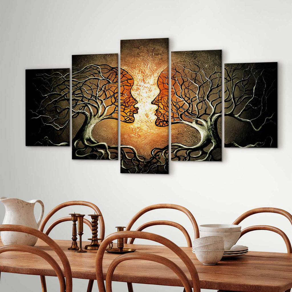 Abstract Romantic Trees Multicolor Canvas Print