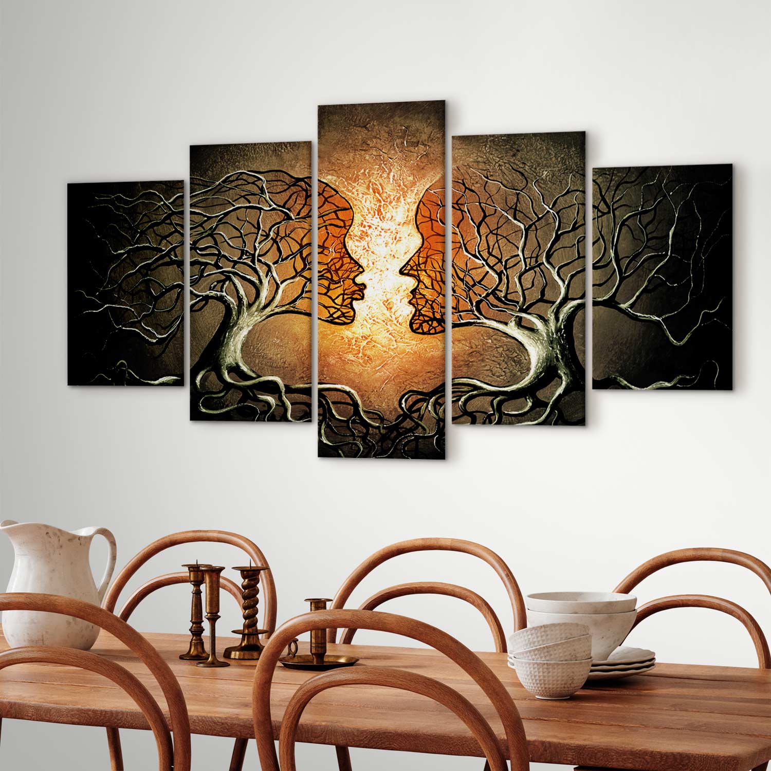 Abstract Romantic Trees Multicolor Canvas Print