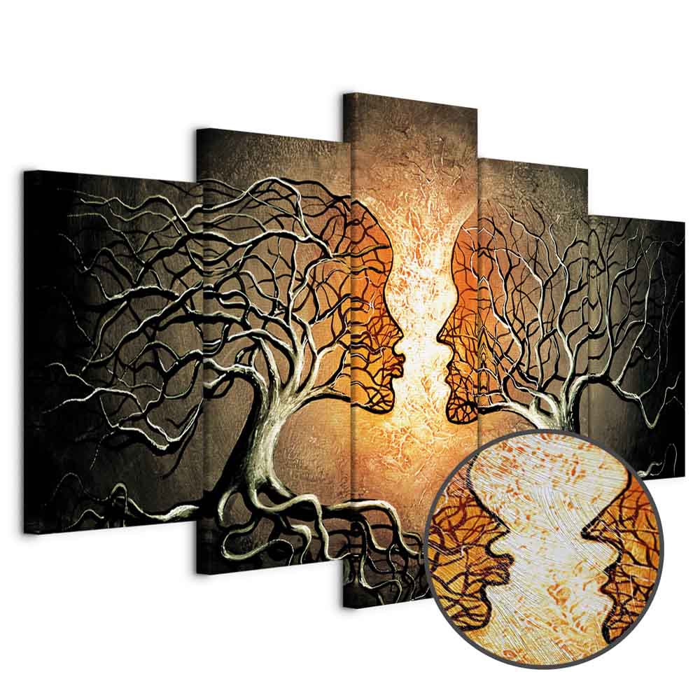 Abstract Romantic Trees Multicolor Canvas Print