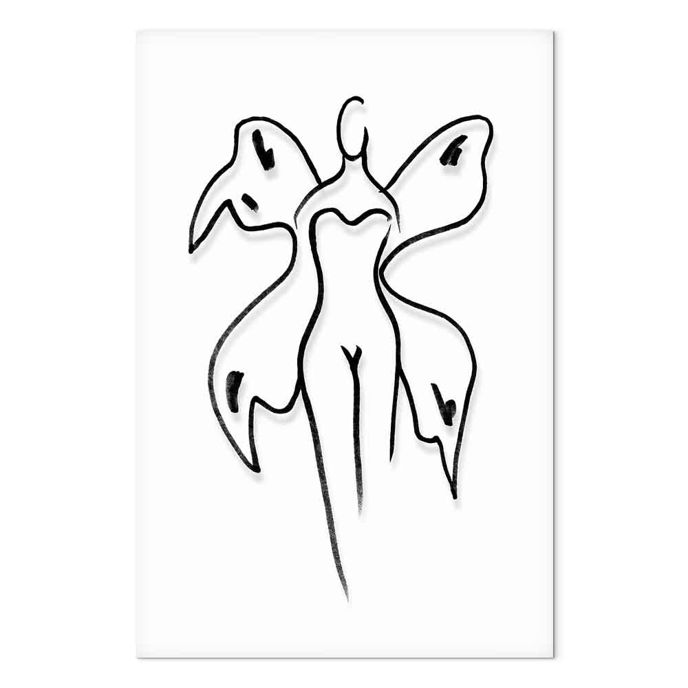 Butterfly Woman Silhouette Vertical Canvas Print