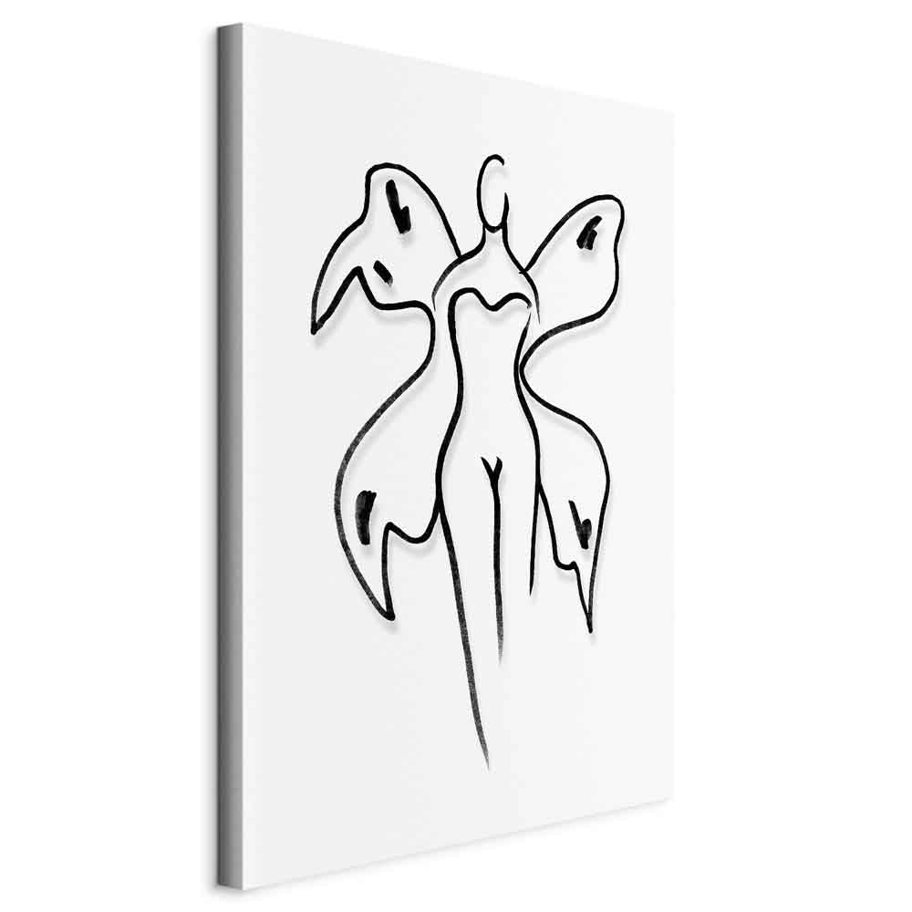 Butterfly Woman Silhouette Vertical Canvas Print