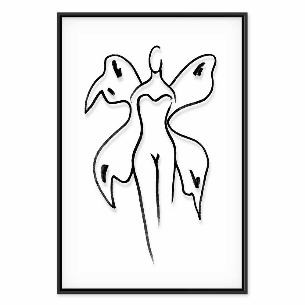 Butterfly Woman Silhouette Vertical Canvas Print