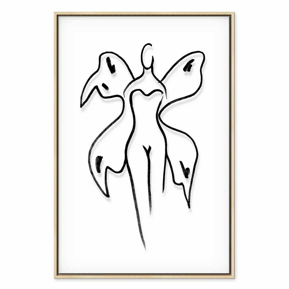 Butterfly Woman Silhouette Vertical Canvas Print