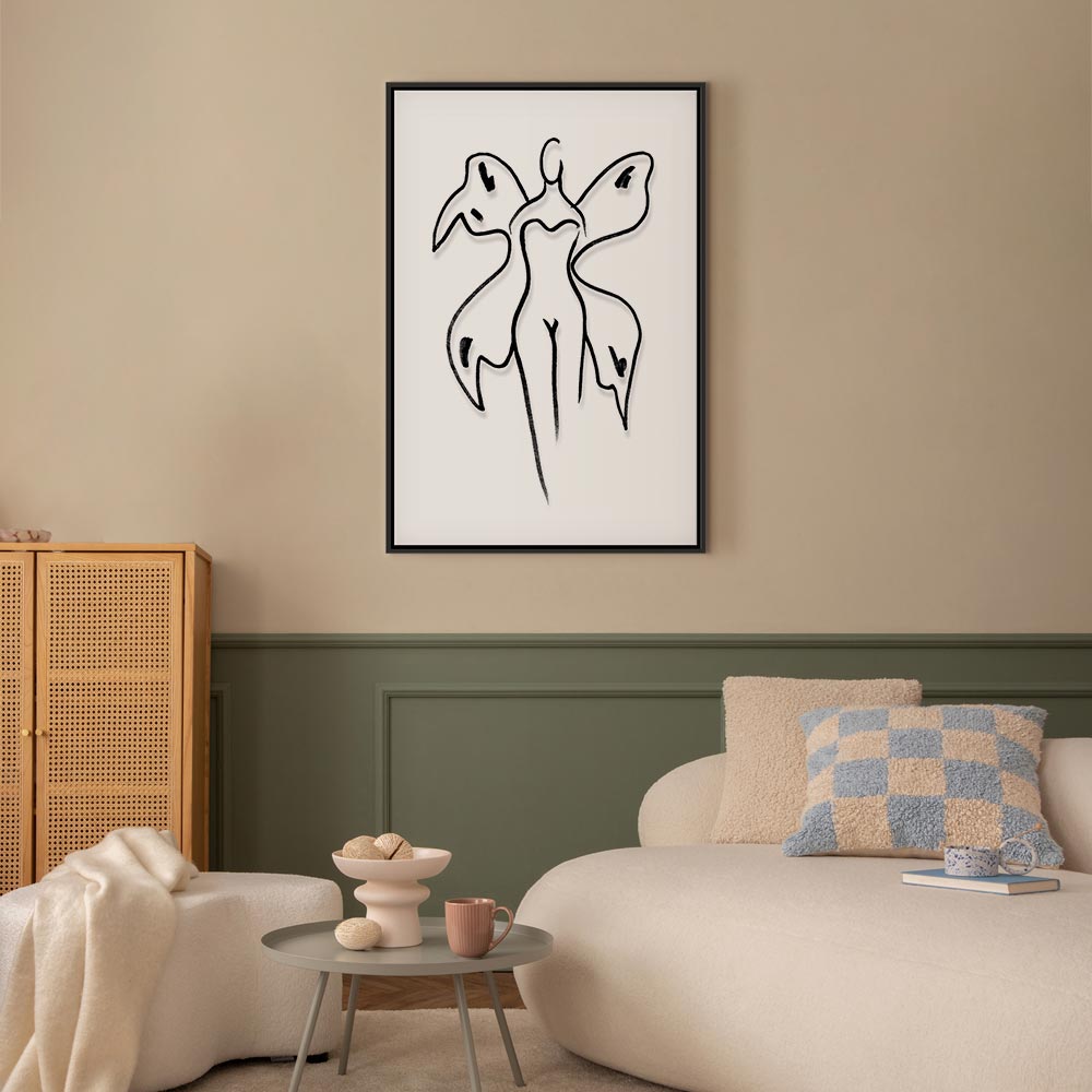 Butterfly Woman Silhouette Vertical Canvas Print