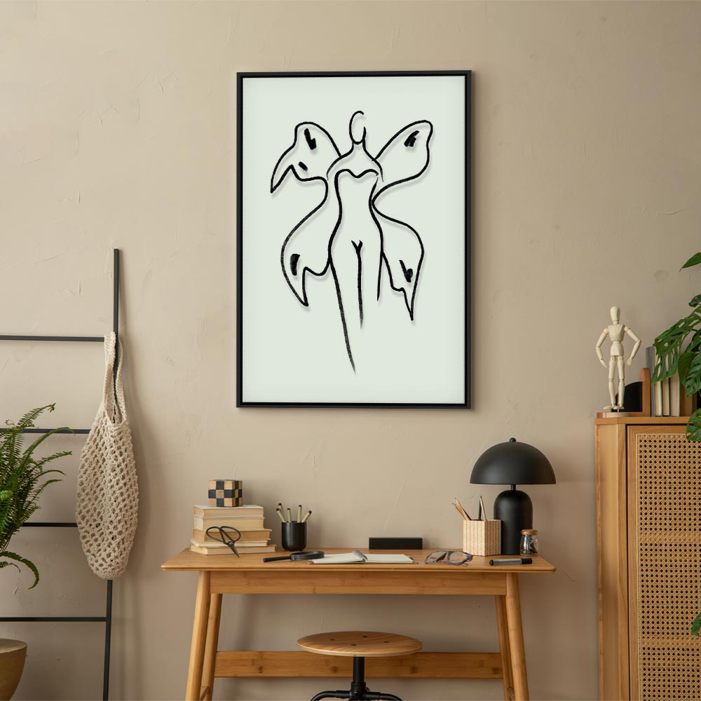 Butterfly Woman Silhouette Vertical Canvas Print