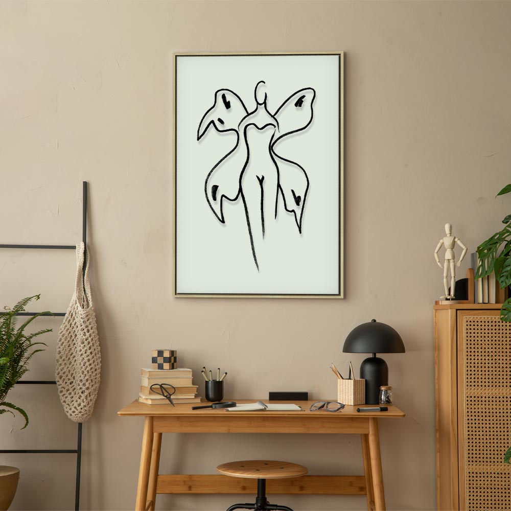 Butterfly Woman Silhouette Vertical Canvas Print