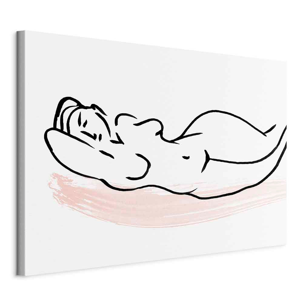 Sunbathing Women Silhouette Wide Canvas Print