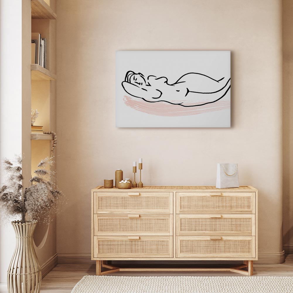 Sunbathing Women Silhouette Wide Canvas Print