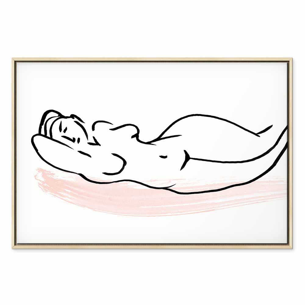 Sunbathing Women Silhouette Wide Canvas Print