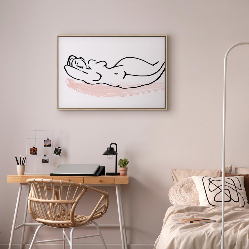 Sunbathing Women Silhouette Wide Canvas Print