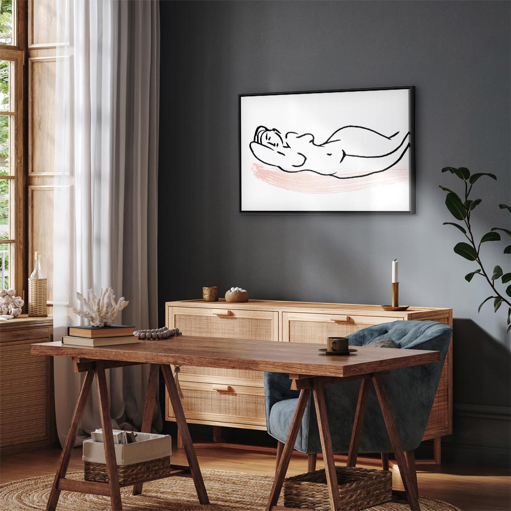 Sunbathing Women Silhouette Wide Canvas Print