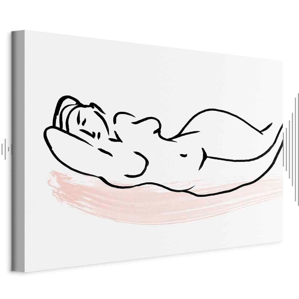 Sunbathing Women Silhouette Wide Canvas Print