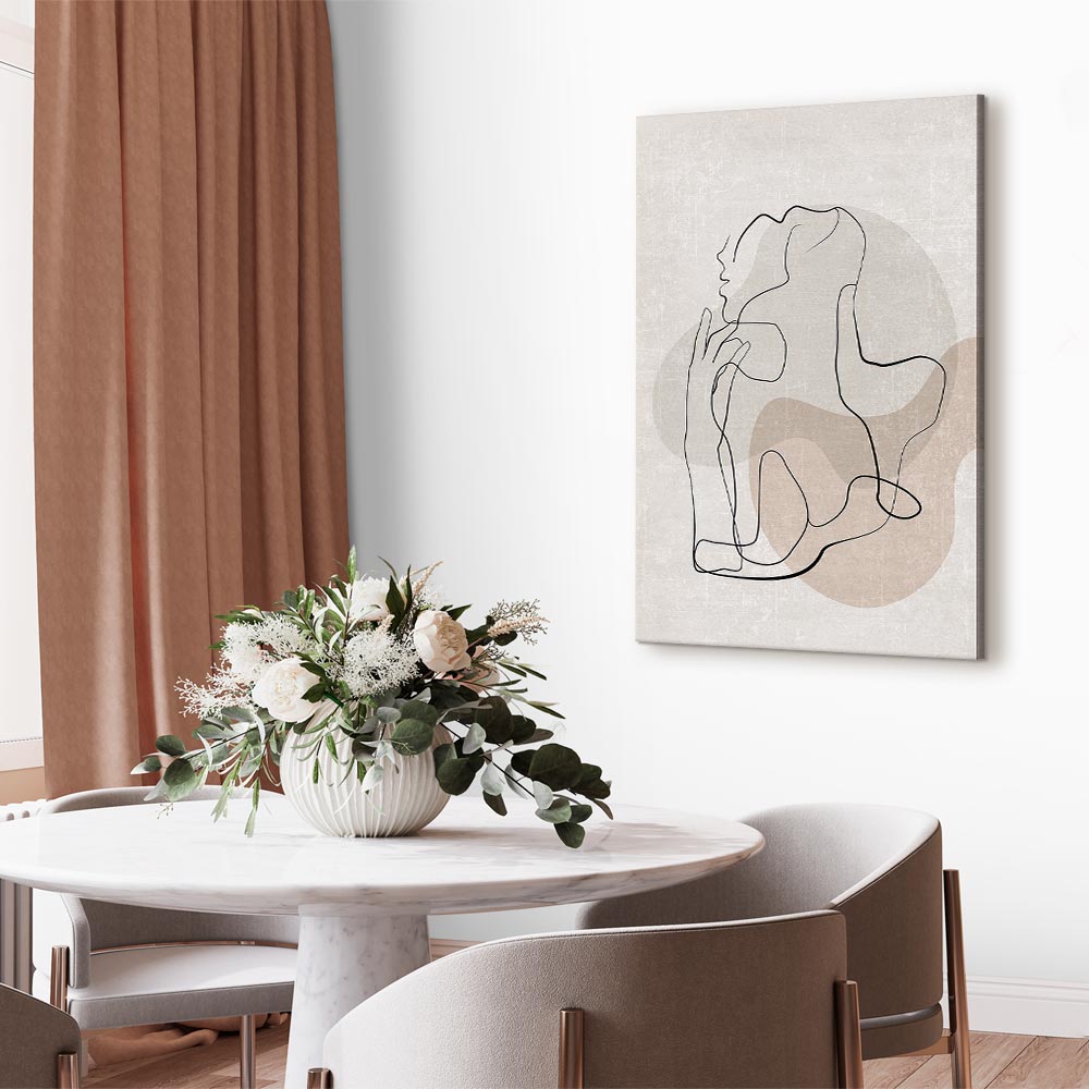 French Chic Line Art Faces Vertical Canvas Print