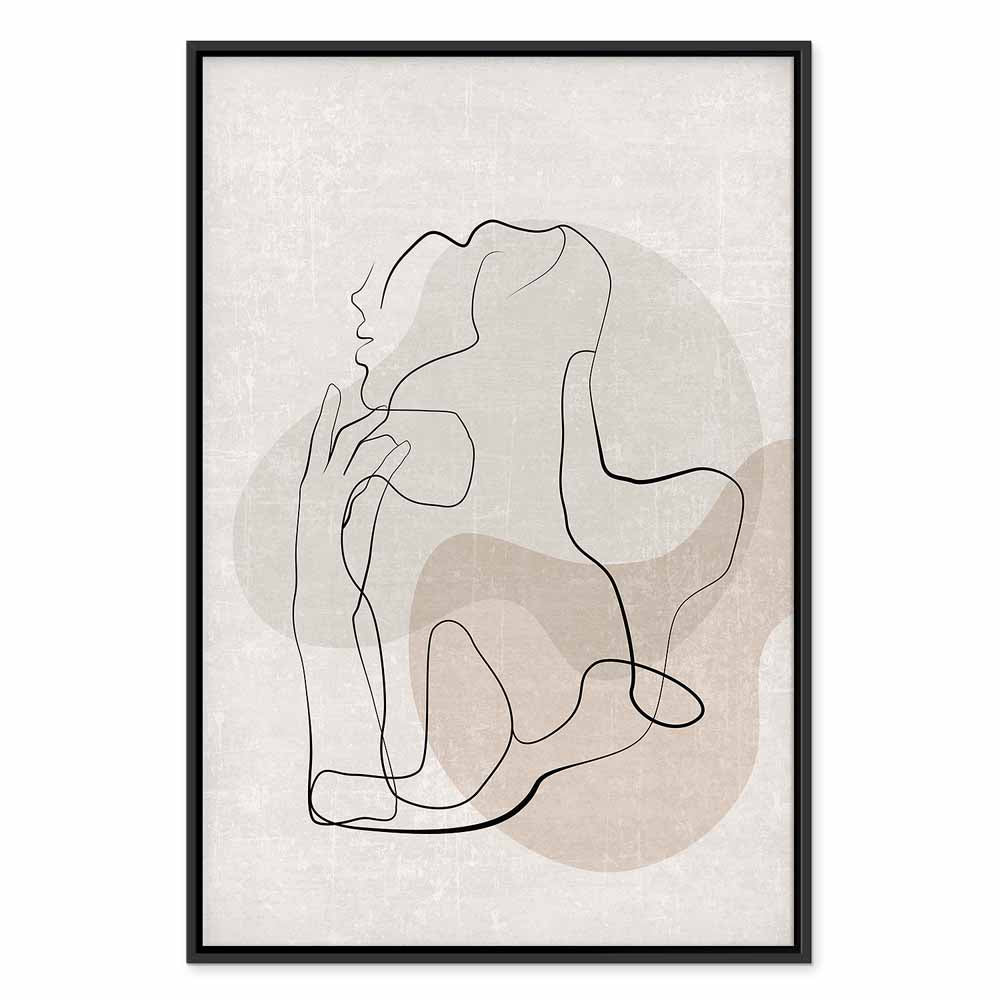 French Chic Line Art Faces Vertical Canvas Print