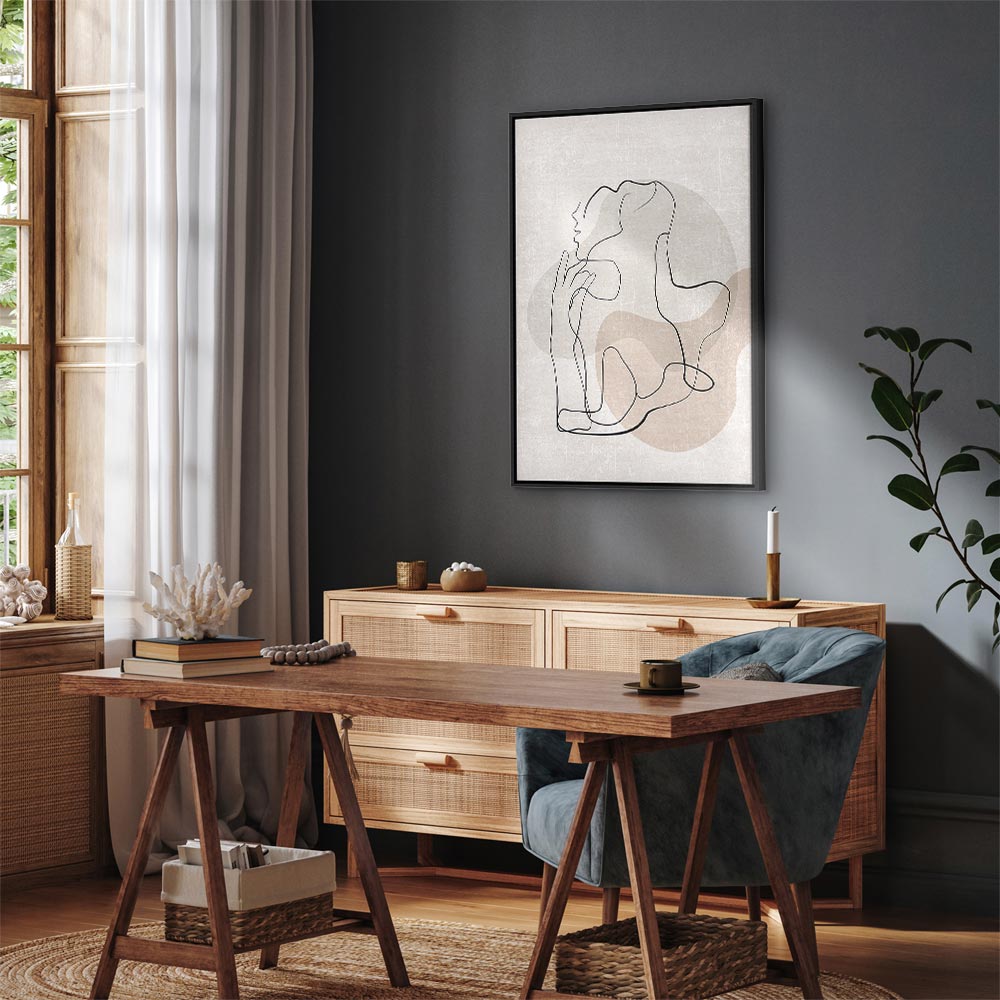 French Chic Line Art Faces Vertical Canvas Print