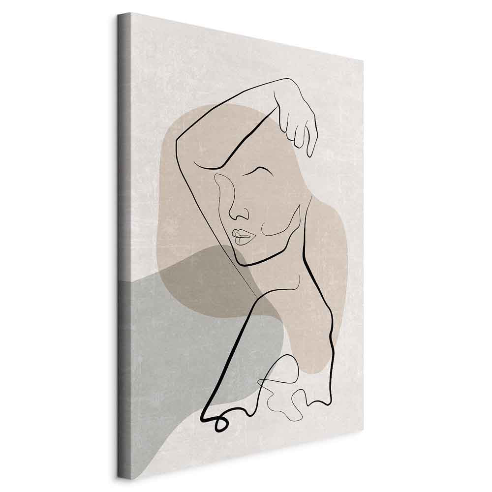 Romantic Line Art Faces Abstract Canvas Print