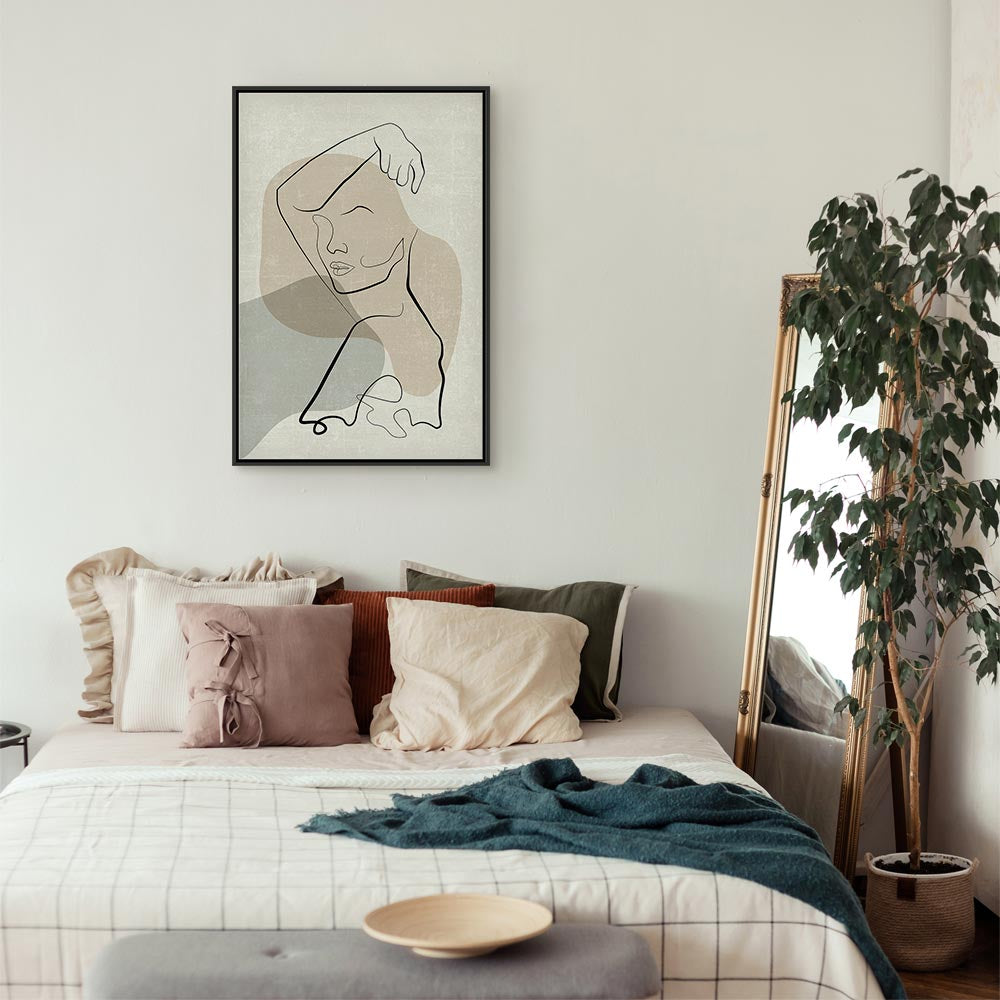 Romantic Line Art Faces Abstract Canvas Print