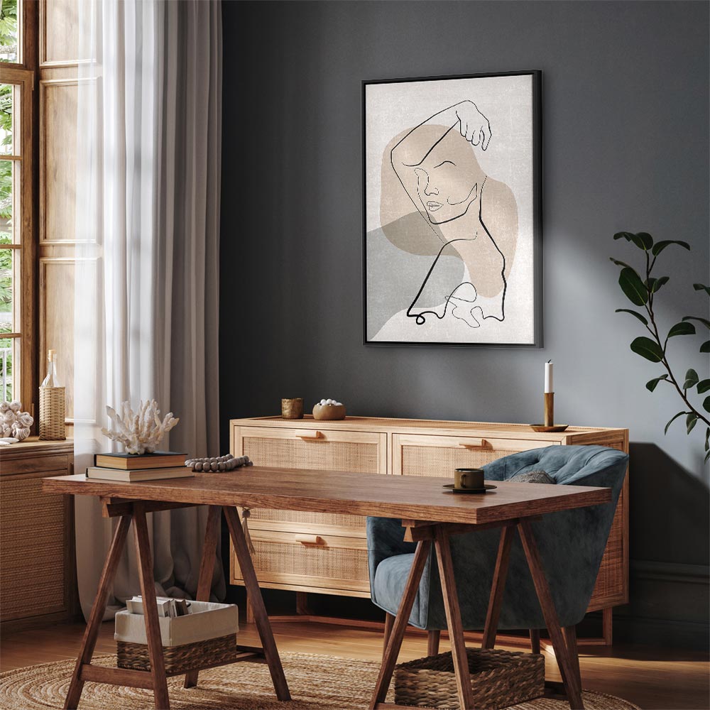 Romantic Line Art Faces Abstract Canvas Print