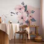 Floral Female Portrait Modern Wall Mural