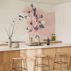 Floral Female Portrait Modern Wall Mural