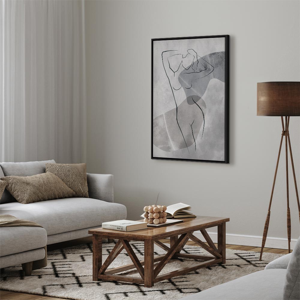 Abstract Line Art Silhouette Vertical Canvas Print