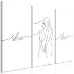 Canvas Print Love Triptych 3-Part Wall Art