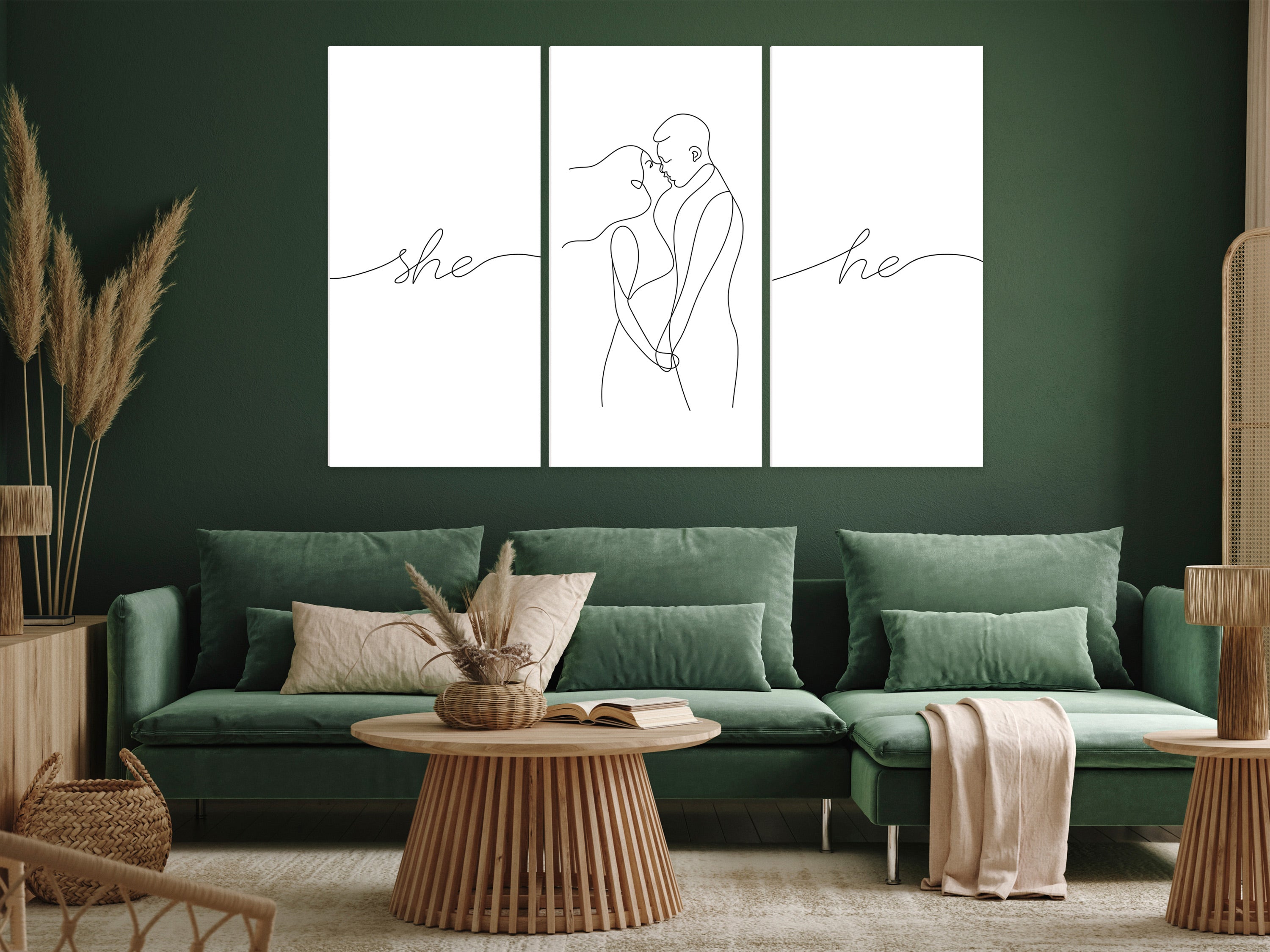 Canvas Print Love Triptych 3-Part Wall Art