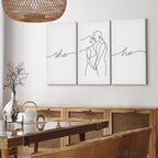 Line Art Couple Love Triptych Canvas Print