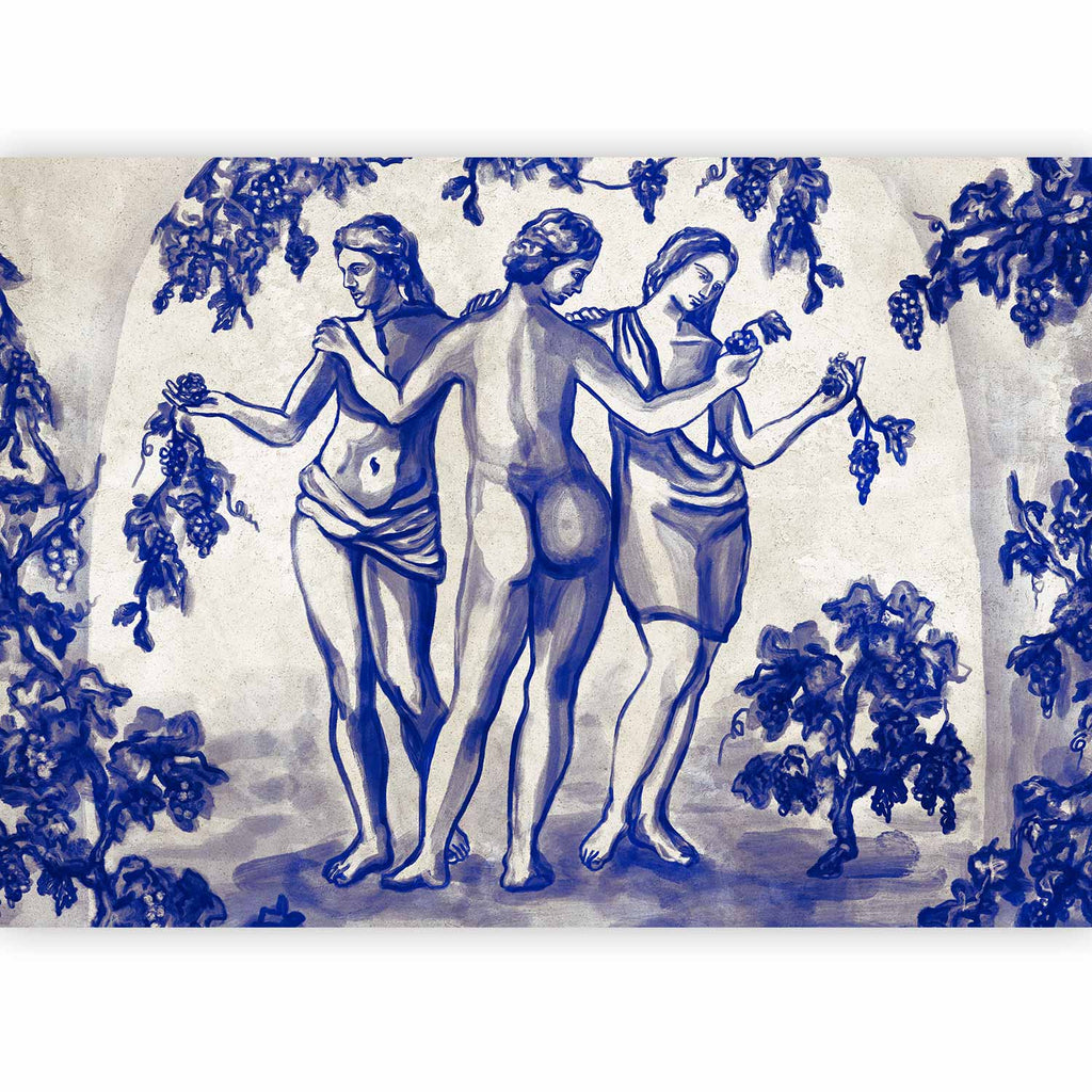 Ancient Vineyard Blue Ink Portal Women Wall Mural