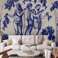 Ancient Vineyard Blue Ink Portal Women Wall Mural