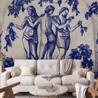 Ancient Vineyard Blue Ink Portal Women Wall Mural