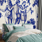 Ancient Vineyard Blue Ink Portal Women Wall Mural