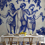 Ancient Vineyard Blue Ink Portal Women Wall Mural