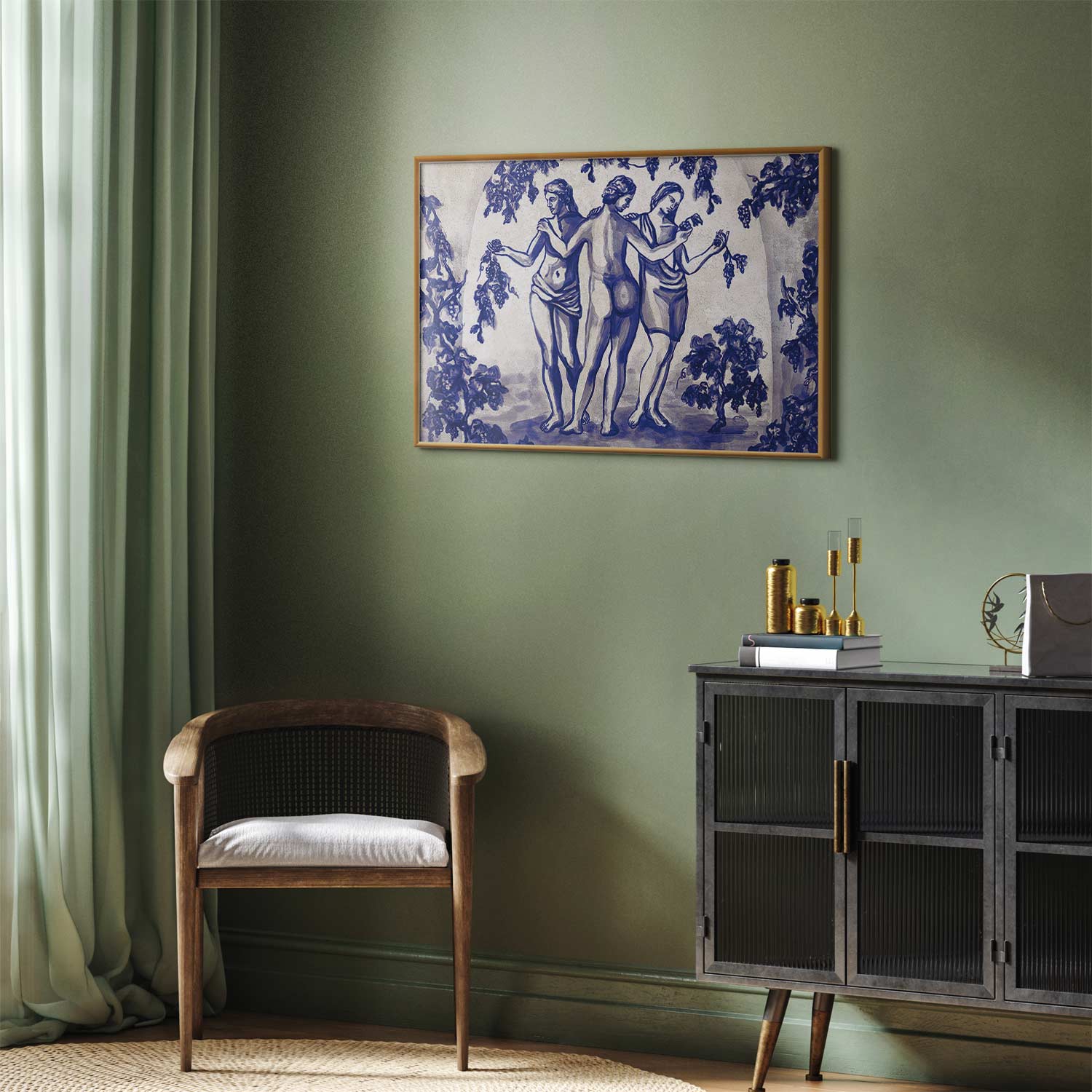 Ancient Vineyard Blue Ink Portal Women Poster