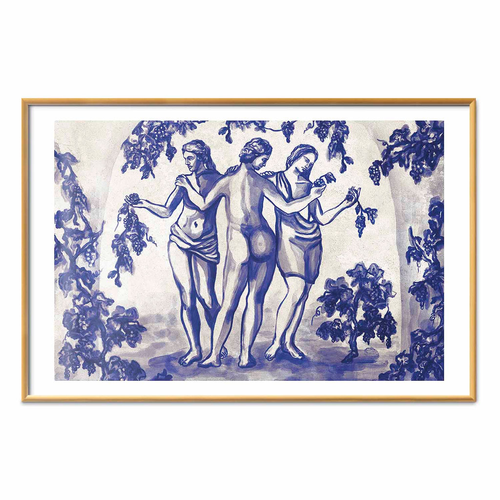 Ancient Vineyard Blue Ink Portal Women Poster