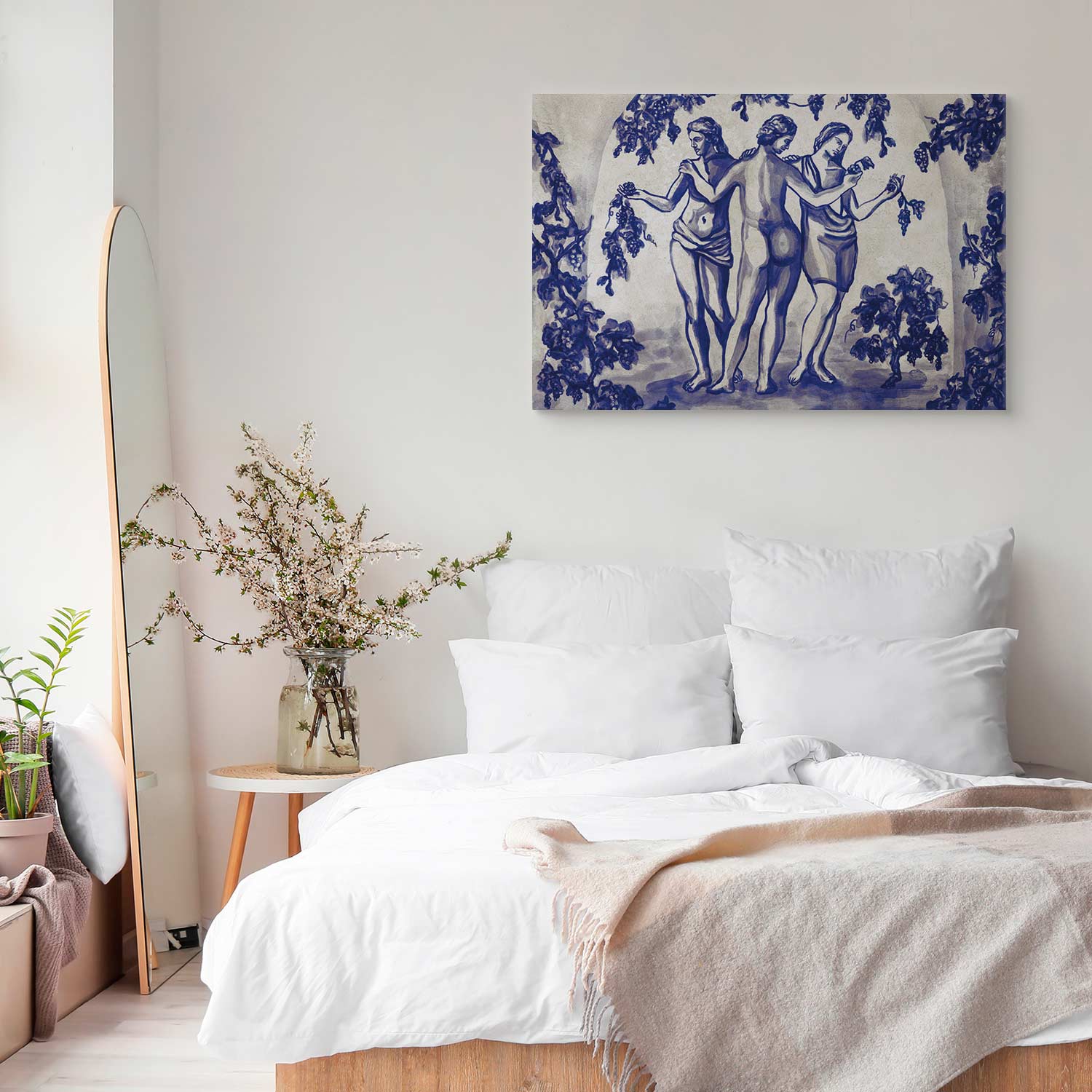 Ancient Vineyard Women Blue Ink Portal Canvas Print