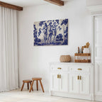 Ancient Vineyard Women Blue Ink Portal Canvas Print