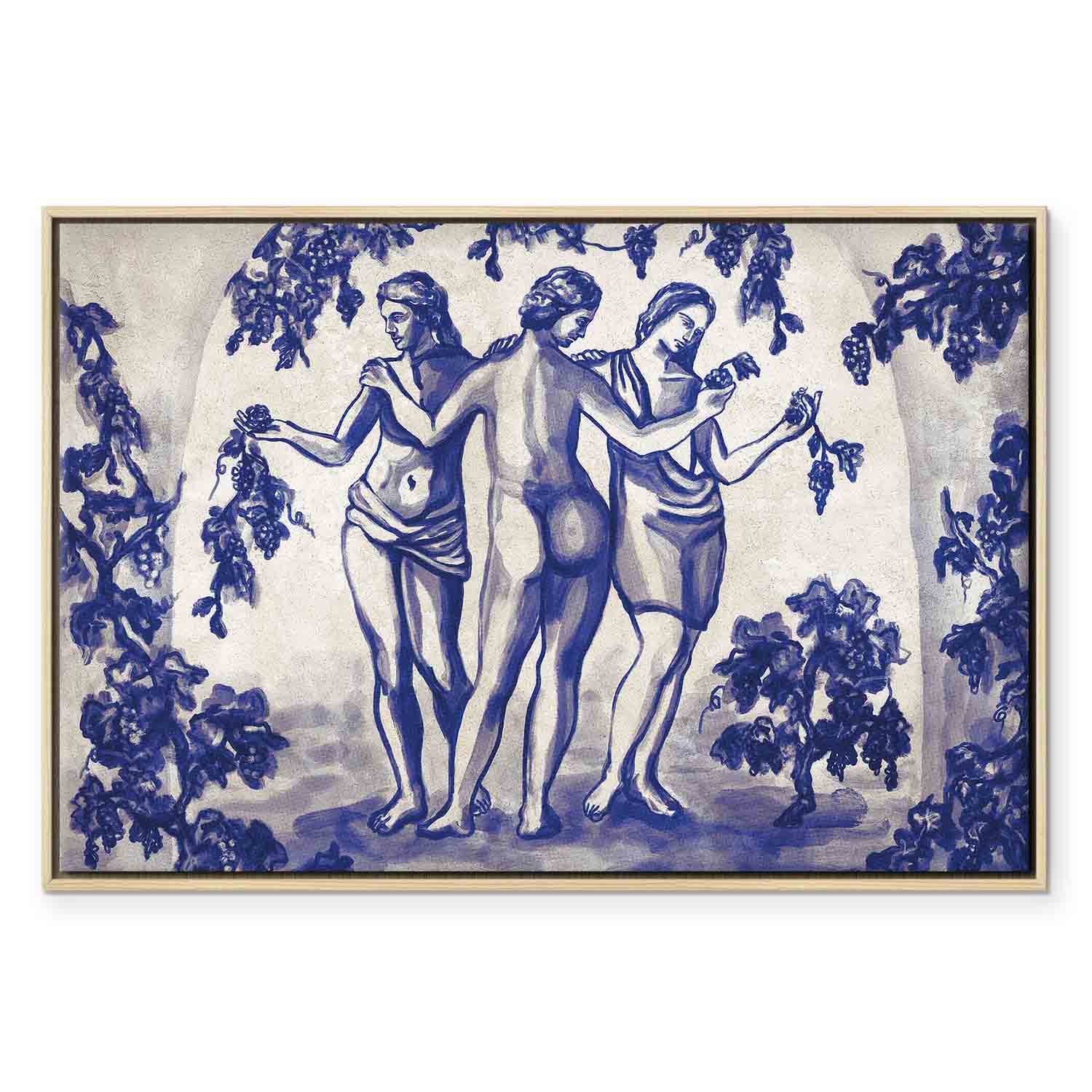 Ancient Vineyard Women Blue Ink Portal Canvas Print