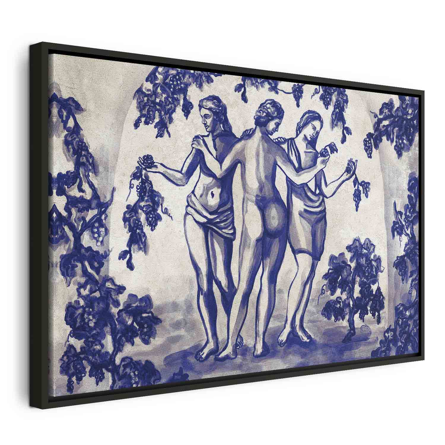 Ancient Vineyard Women Blue Ink Portal Canvas Print