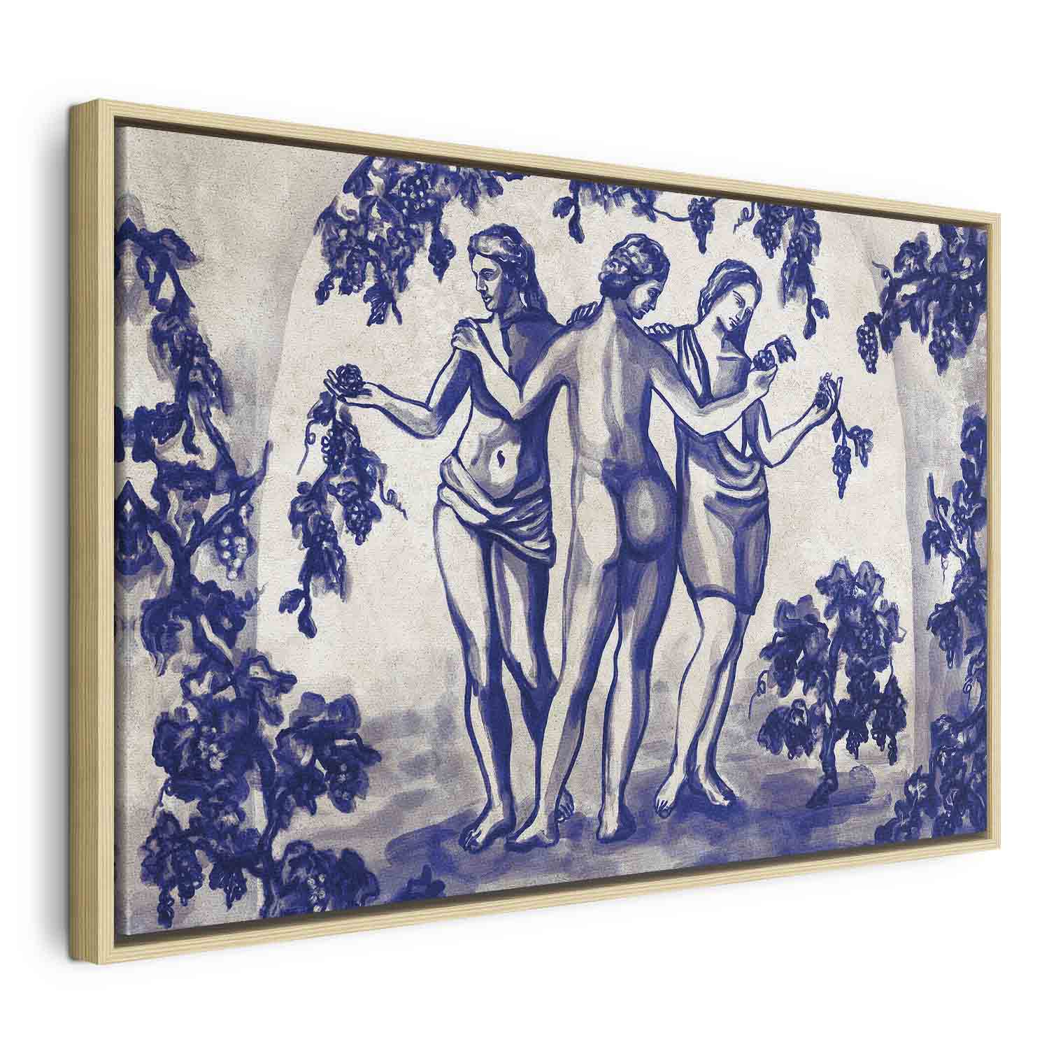 Ancient Vineyard Women Blue Ink Portal Canvas Print